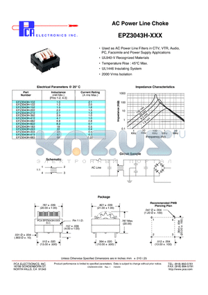 EPZ3043H-682 datasheet - AC Power Line Choke