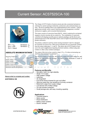 ACS752SCA-100 datasheet - Current Sensor