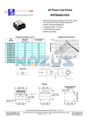 EPZ3045H-122 datasheet - AC Power Line Choke