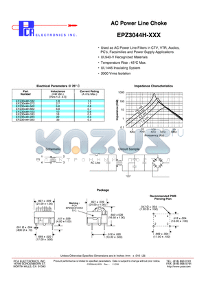 EPZ3044H-183 datasheet - AC Power Line Choke