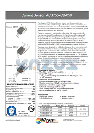 ACS755XCB-050 datasheet - Current Sensor