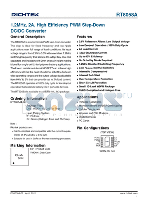 C2012X5R0J106M datasheet - 1.2MHz, 2A, High Efficiency PWM Step-Down DC/DC Converter