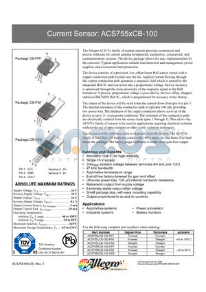 ACS755XCB-100 datasheet - Current Sensor