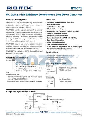 C2012X5R0J106M datasheet - 5A, 2MHz, High Efficiency Synchronous Step-Down Converter