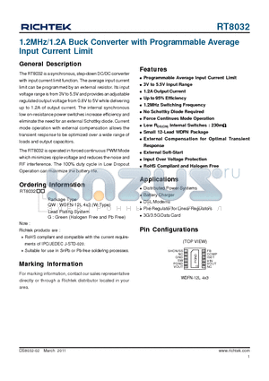 C2012X5R0J106M datasheet - 1.2MHz/1.2A Buck Converter with Programmable Average Input Current Limit