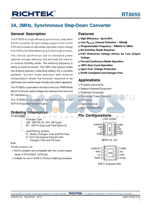 C2012X5R0J106M datasheet - 3A, 2MHz, Synchronous Step-Down Converter