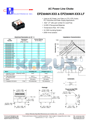 EPZ3046H-182 datasheet - AC Power Line Choke