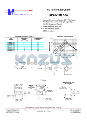 EPZ3044H-562 datasheet - AC Power Line Choke