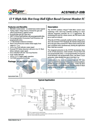 ACS760ELF-20B datasheet - 12 V High-Side Hot-Swap Hall Effect Based Current Monitor IC