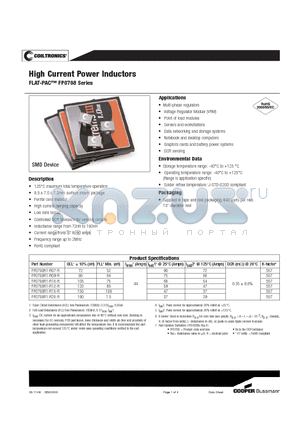 FP0708R1-R09-R datasheet - High Current Power Inductors