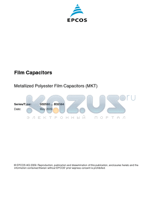 B32560J1474 datasheet - Film Capacitors Metallized Polyester Film Capacitors