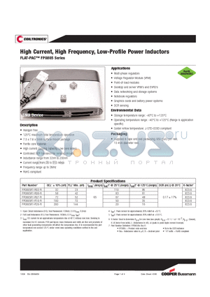 FP0805R1-R10-R datasheet - High Current, High Frequency, Low-Profile Power Inductors