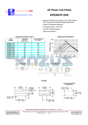 EPZ3047F-252 datasheet - AC Power Line Choke