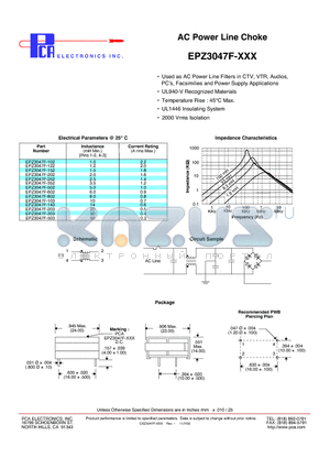 EPZ3047F-303 datasheet - AC Power Line Choke