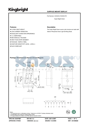 ACSA03-41SGWA-F01 datasheet - SURFACE MOUNT DISPLAY