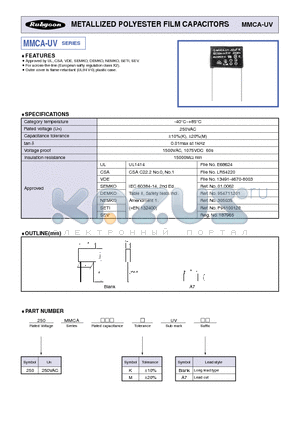 250MMCA123KUVA7 datasheet - METALLIZED POLYESTER FILM CAPACITORS