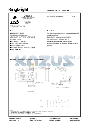 ACSA04-41PBWA/A-F01 datasheet - SURFACE MOUNT DISPLAY