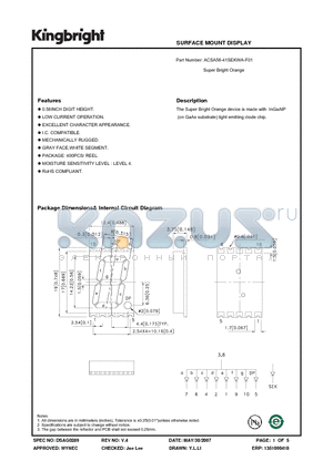 ACSA56-41SEKWA-F01 datasheet - SURFACE MOUNT DISPLAY