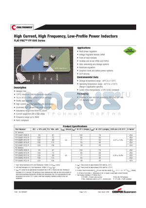 FP1006R2-R16-R datasheet - High Current, High Frequency, Low-Profile Power Inductors