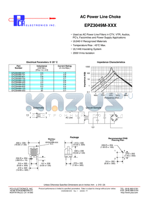 EPZ3049M-123 datasheet - AC Power Line Choke