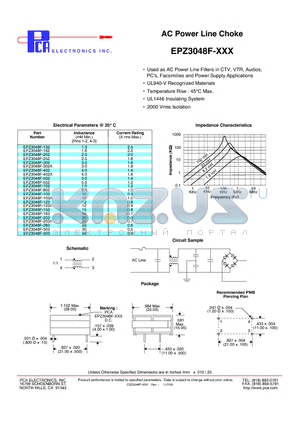 EPZ3048F-502 datasheet - AC Power Line Choke