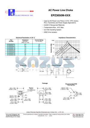 EPZ3050M-102 datasheet - AC Power Line Choke