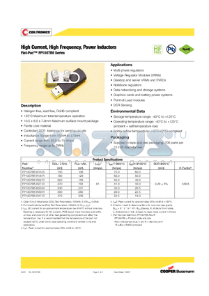 FP1007R6-R47-R datasheet - High Current, High Frequency, Power Inductors