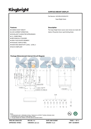 ACSC56-41SGWA-F01 datasheet - SURFACE MOUNT DISPLAY