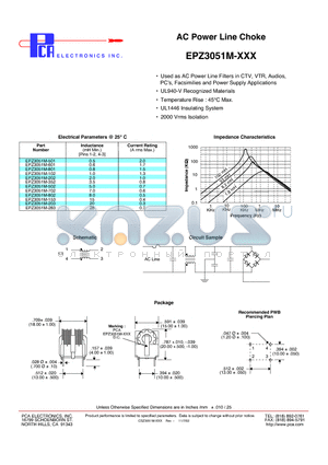 EPZ3051M-702 datasheet - AC Power Line Choke