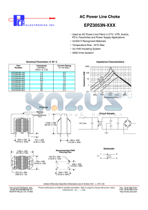 EPZ3053N-142 datasheet - AC Power Line Choke