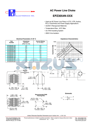 EPZ3054N-202 datasheet - AC Power Line Choke
