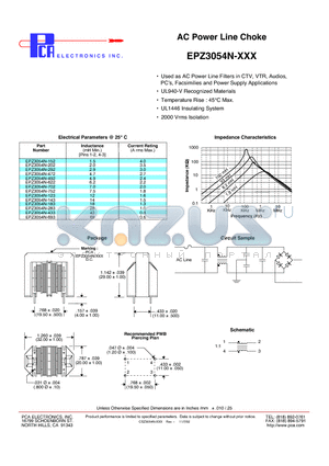 EPZ3054N-143 datasheet - AC Power Line Choke