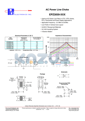 EPZ3059-182 datasheet - AC Power Line Choke