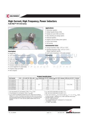 FP1109-R20-R datasheet - High Current, High Frequency, Power Inductors