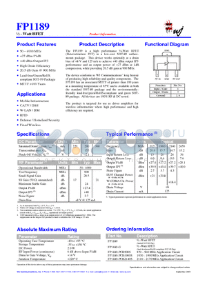 FP1189-PCB900S datasheet - 1/2 - Watt HFET