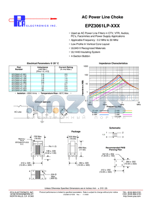 EPZ3061LP-133 datasheet - AC Power Line Choke