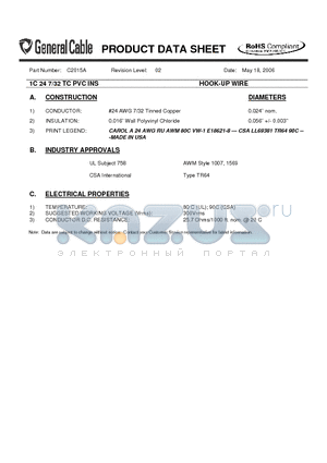 C2015A datasheet - HOOK-UP WIRE