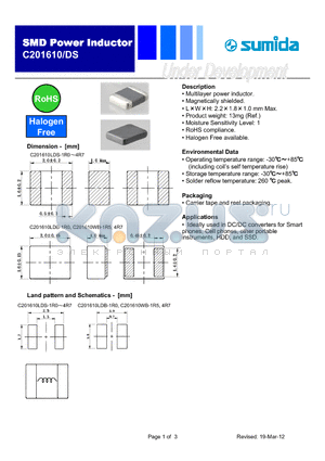 C201610DS datasheet - SMD Power Inductor