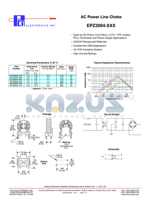 EPZ3064-XXX datasheet - AC Power Line Choke