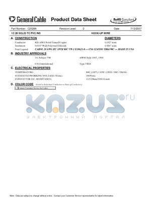 C2028A datasheet - HOOK-UP WIRE