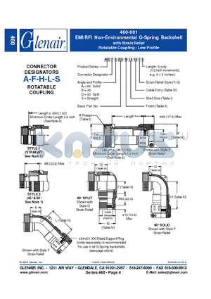 460AA001M10 datasheet - EMI/RFI Non-Environmental G-Spring Backshell with Strain Relief