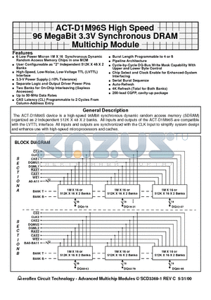 ACT-D1M96S datasheet - ACT-D1M96S High Speed 96 MegaBit 3.3V Synchronous DRAM Multichip Module