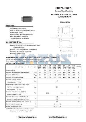 ER07C datasheet - Surface Mount Rectifiers