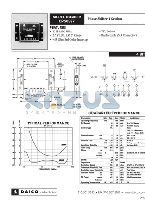CPS0827 datasheet - Phase Shifter 4 Section