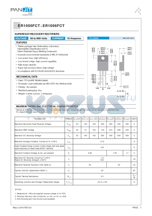 ER1000FCT datasheet - SUPERFAST RECOVERY RECTIFIERS