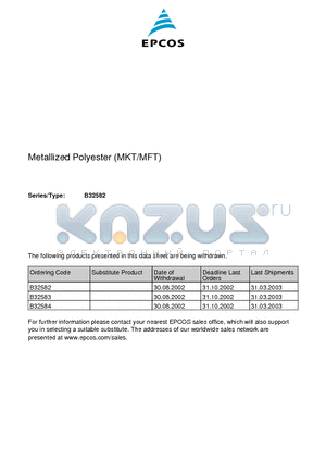 B32582-A9472 datasheet - MFT pulse capacitors with highest possible contact reliability