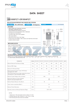 ER1002FCT datasheet - ISOLATION SUPERFAST RECOVERY RECTIFIERS