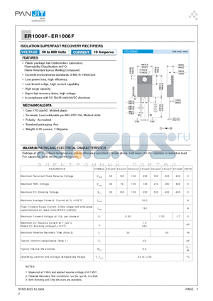 ER1003F datasheet - ISOLATION SUPERFAST RECOVERY RECTIFIERS