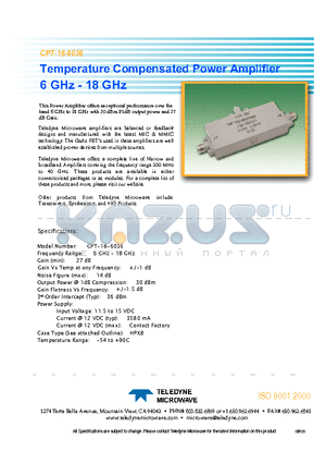 CPT-18-6036 datasheet - Temperature Compensated Power Amplifier 6 GHz - 18 GHz