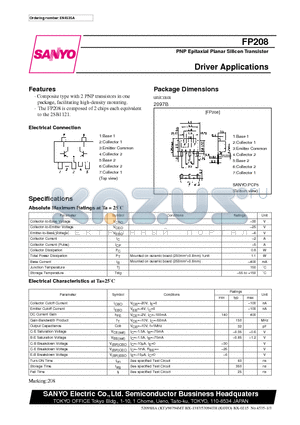 FP208 datasheet - PNP Epitaxial Planar Silicon Transistor Driver Applications